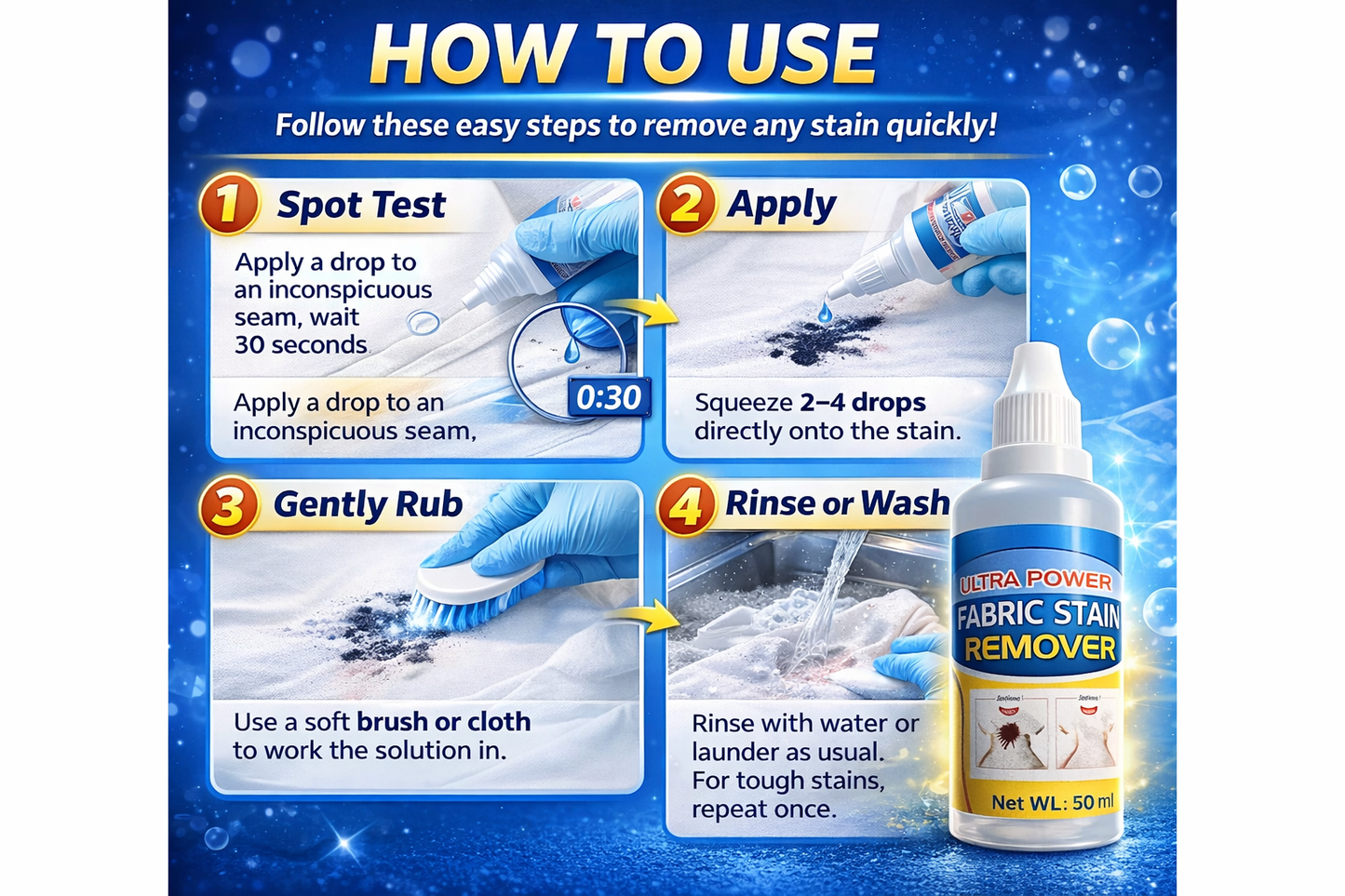 All in One Fabric Stain Remover 50ml ( Buy 1 get 1 free )