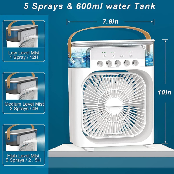 HydroCool™ Portable Mini Air Cooler – 3-in-1 Cooling Fan, Humidifier & Mist Spray