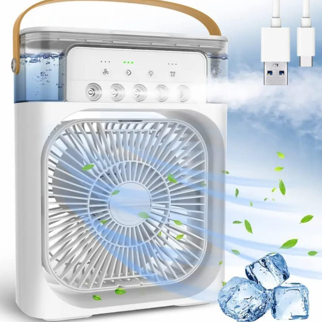 HydroCool™ Portable Mini Air Cooler – 3-in-1 Cooling Fan, Humidifier & Mist Spray