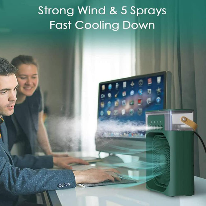 HydroCool™ Portable Mini Air Cooler – 3-in-1 Cooling Fan, Humidifier & Mist Spray